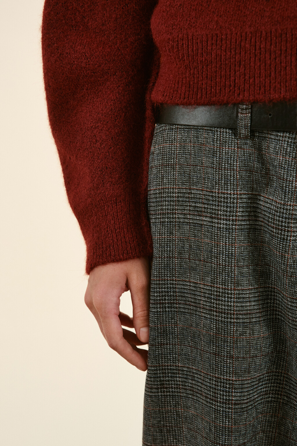Джемпер вязаный с рукавами-реглан - цвет бордовый - 7