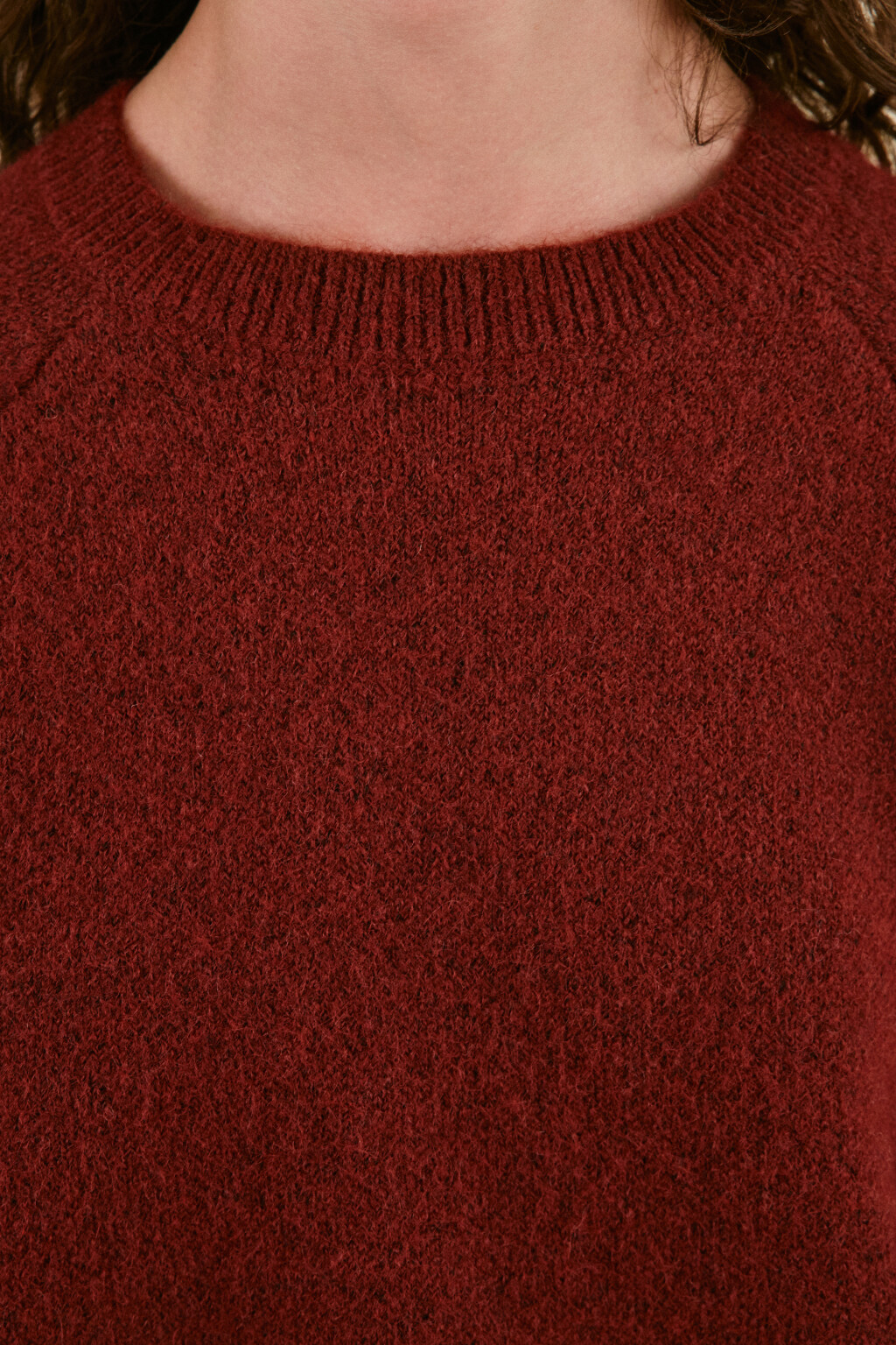 Джемпер вязаный с рукавами-реглан - цвет бордовый - 8