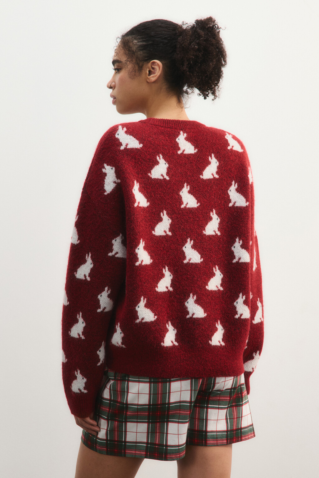 Джемпер вязаный с принтом - цвет красный - 4
