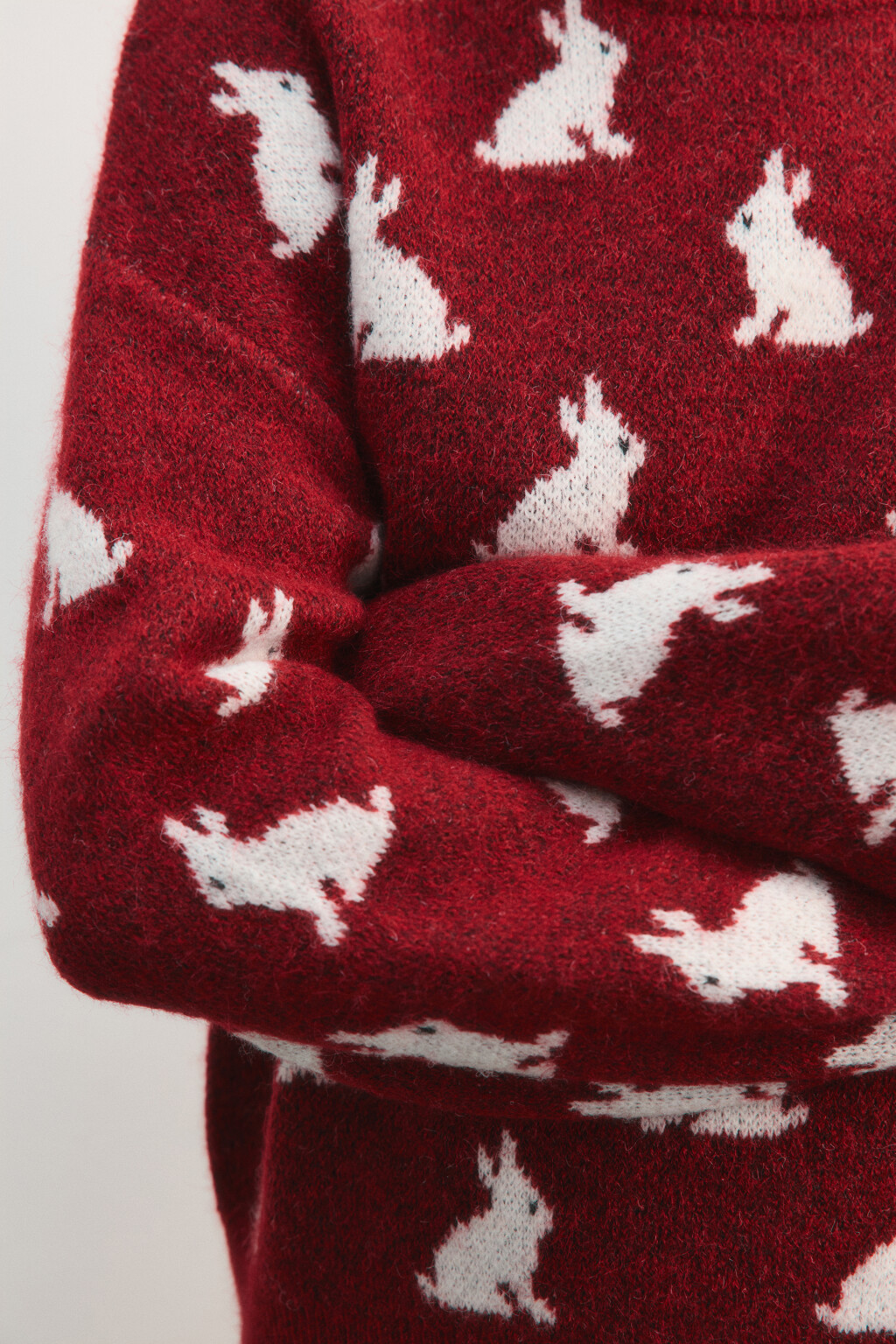 Джемпер вязаный с принтом - цвет красный - 7