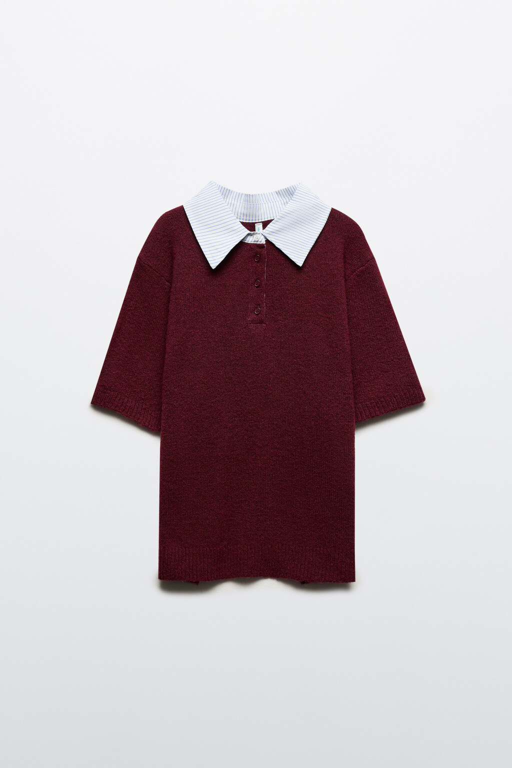 Джемпер-поло с воротником рубашки - цвет бордовый - 7