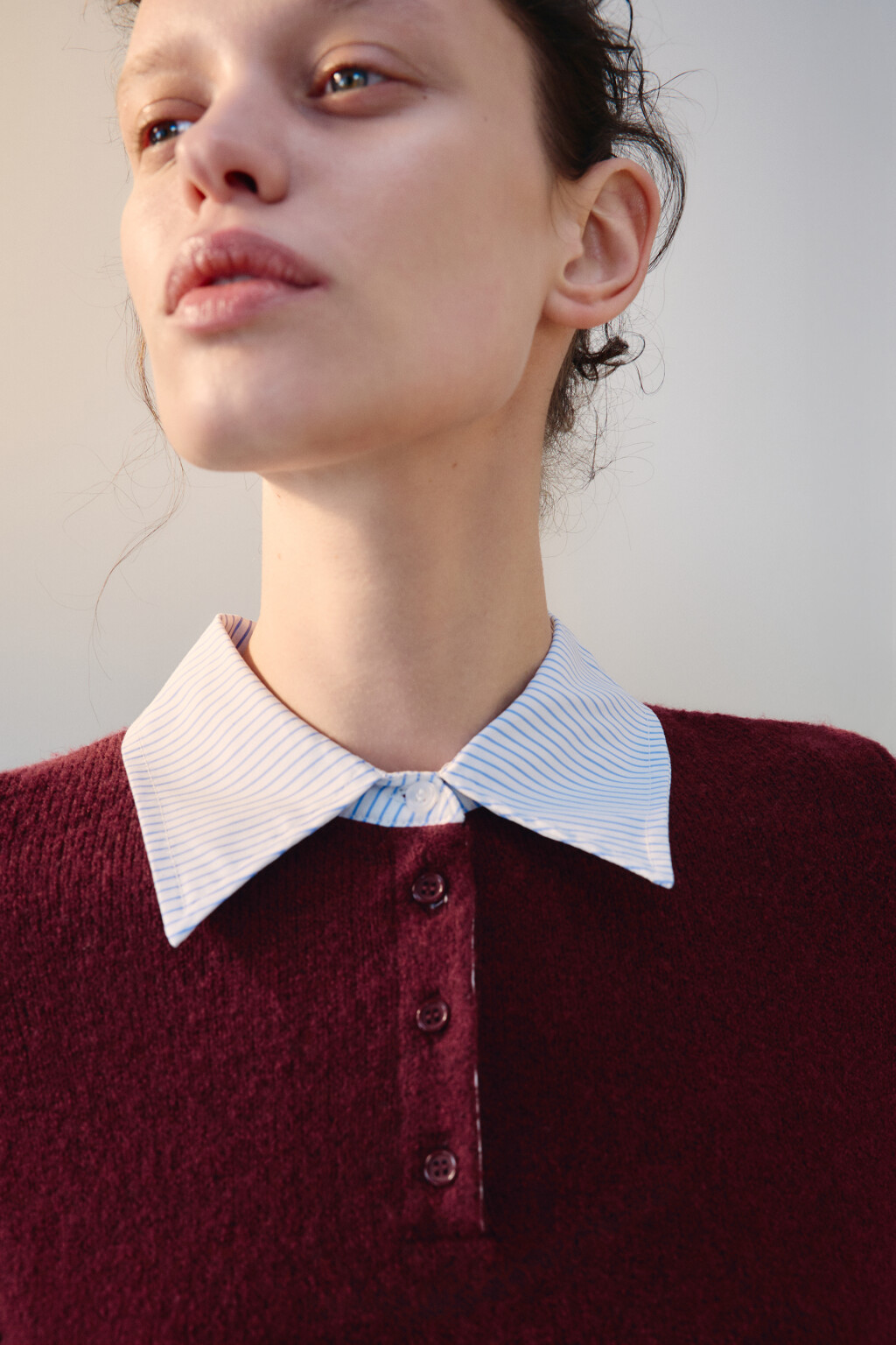 Джемпер-поло с воротником рубашки - цвет бордовый - 5