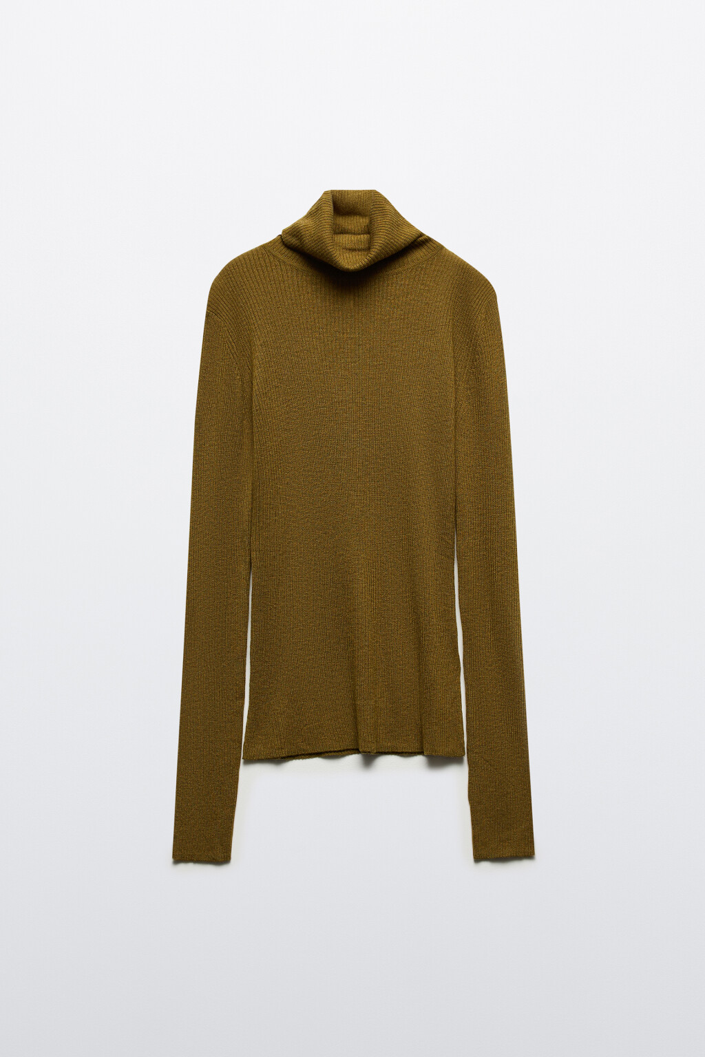 Водолазка в рубчик с шерстью - цвет зеленый - 7