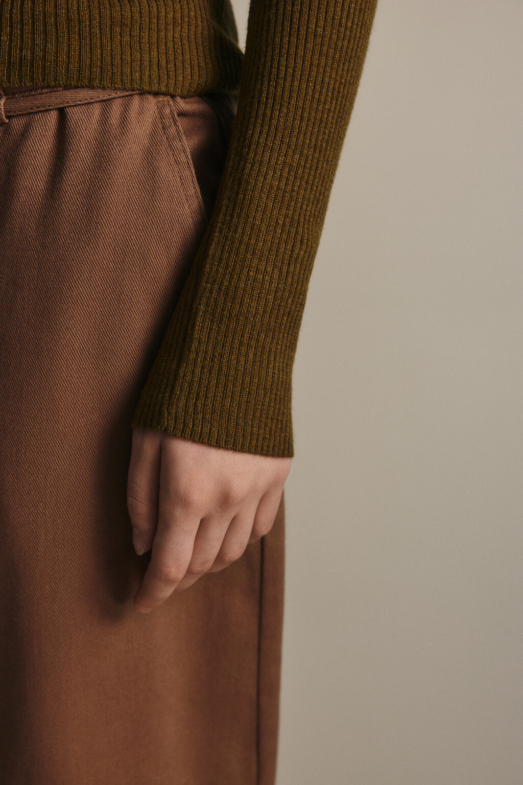 Водолазка в рубчик с шерстью - цвет зеленый - 6