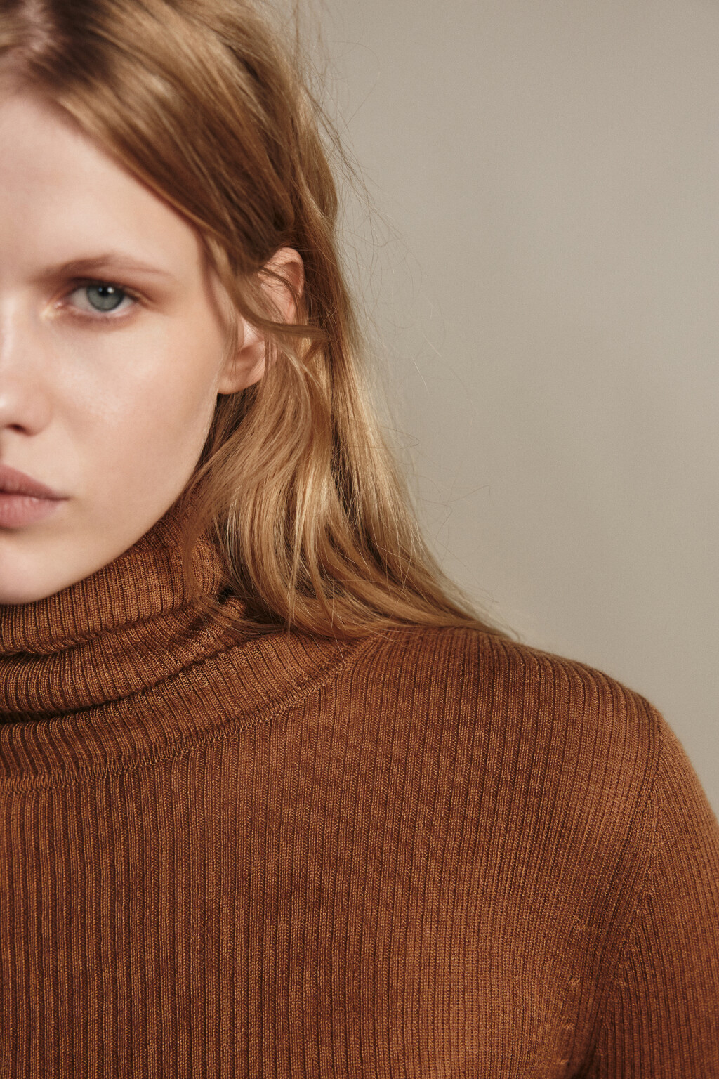 Водолазка в рубчик с шерстью - цвет красный - 5