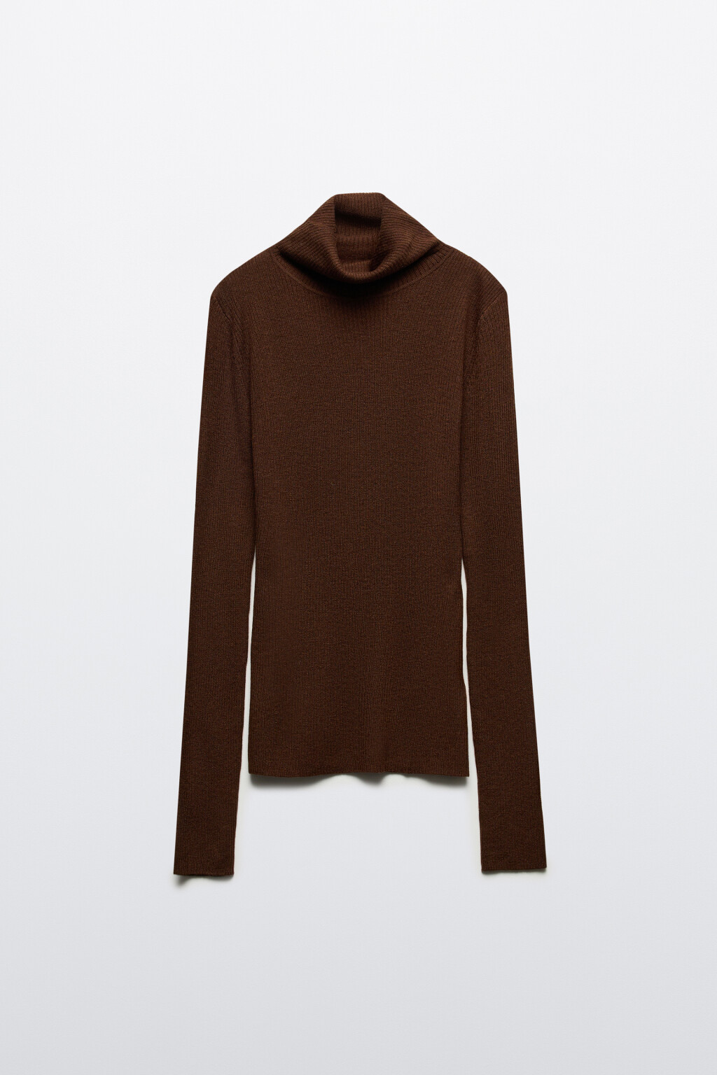Водолазка в рубчик с шерстью - цвет коричневый - 7