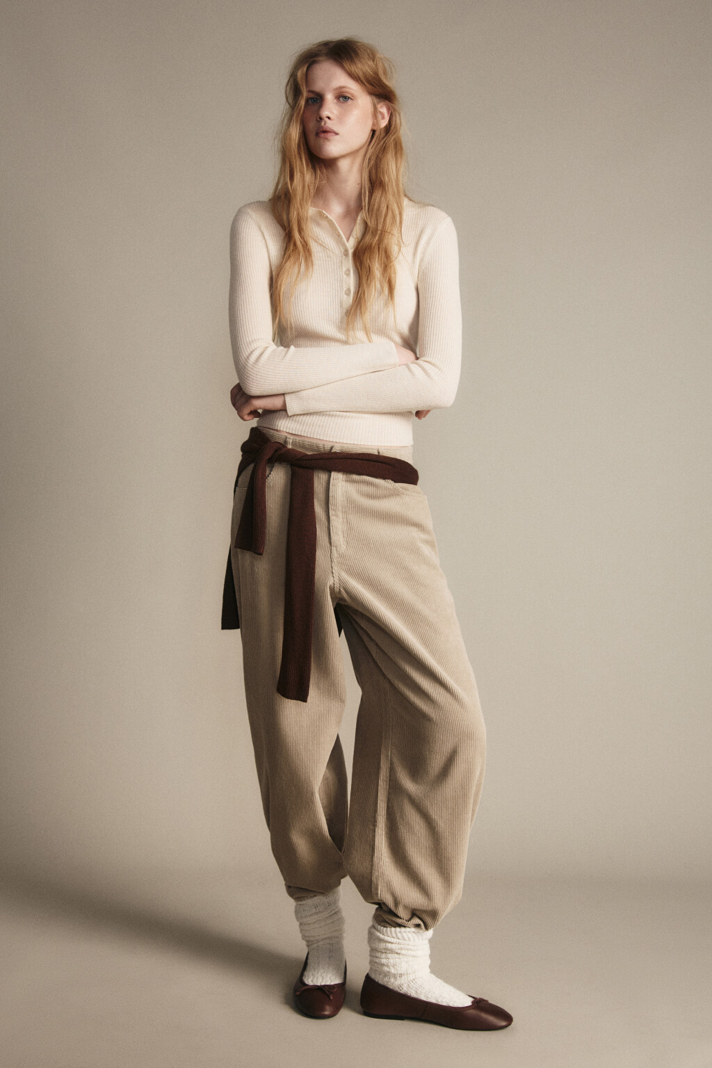 Джемпер шерстяной с застежкой на груди - цвет ванильный - 4