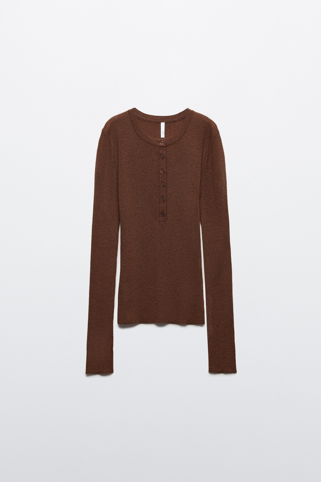 Джемпер шерстяной с застежкой на груди - цвет коричневый - 8