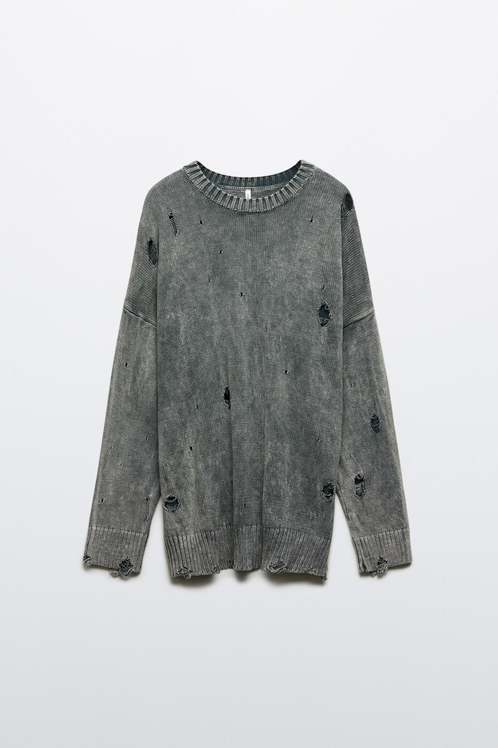 Джемпер рваный с вареным эффектом - цвет серый - 7