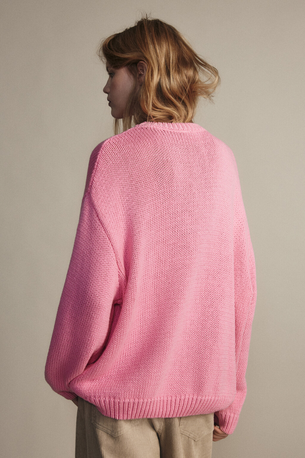 Джемпер вязаный с надписью - цвет розовый - 3