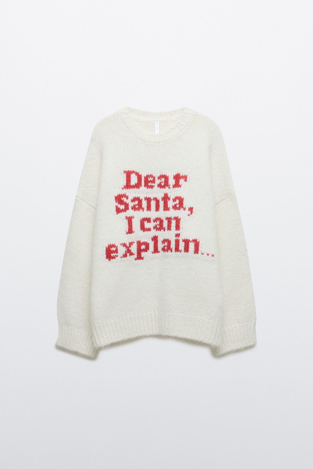 Джемпер вязаный с надписью - цвет молочный - 8
