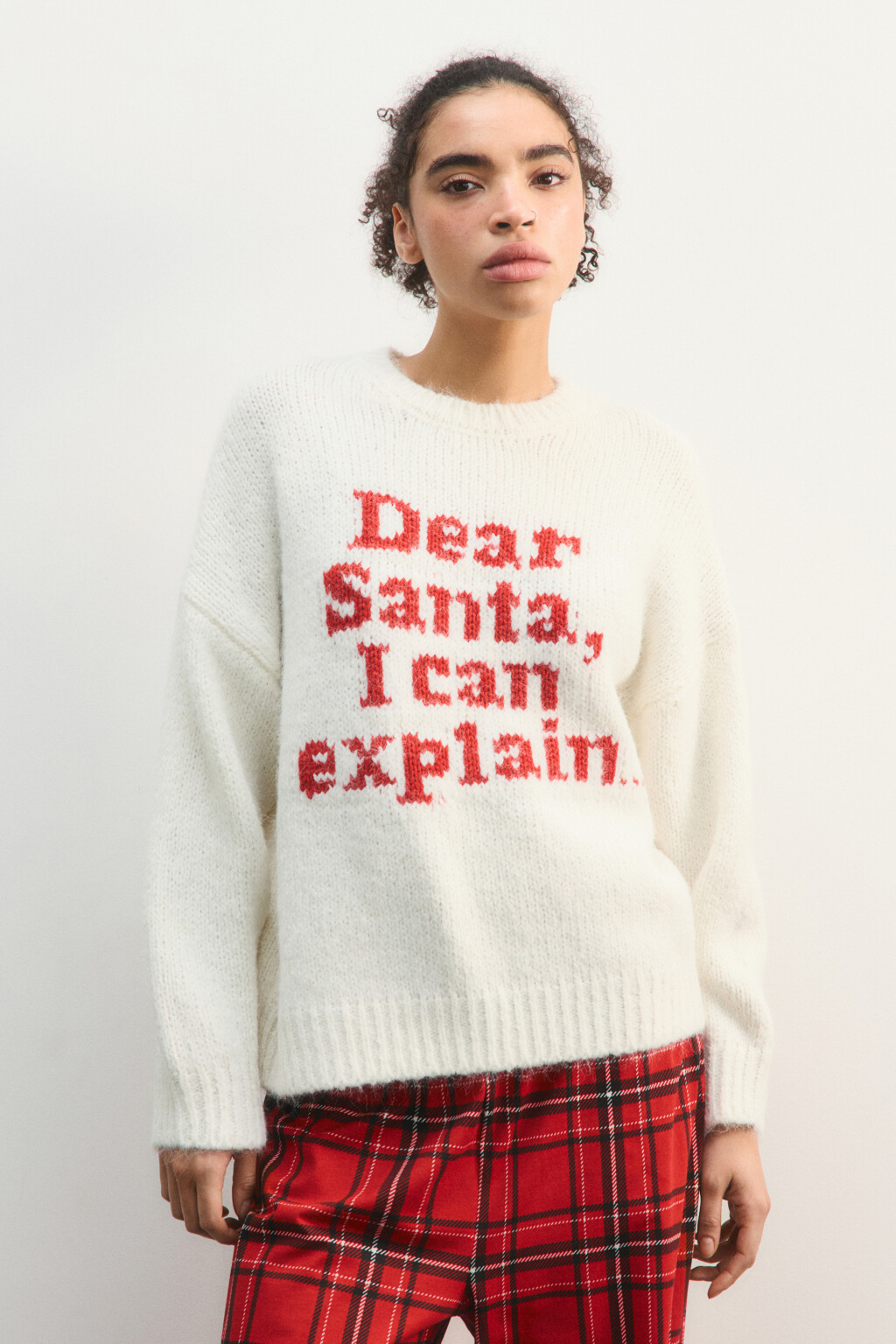 Джемпер вязаный с надписью - цвет молочный - 3