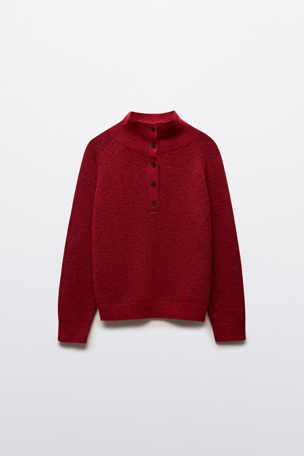 Джемпер с воротником на пуговицах - цвет красный - 7
