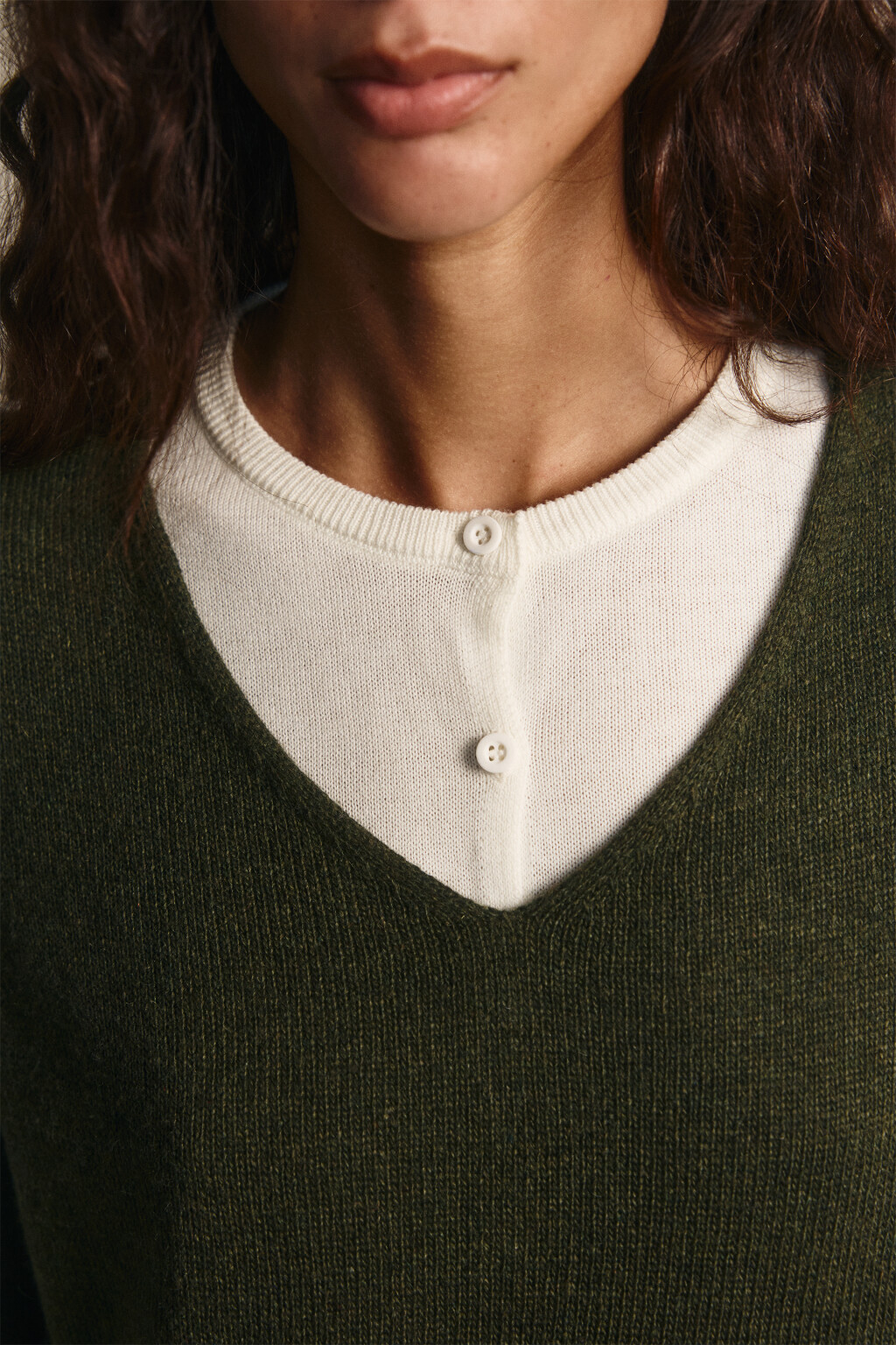 Джемпер вязаный двуслойный с шерстью - цвет зеленый - 5