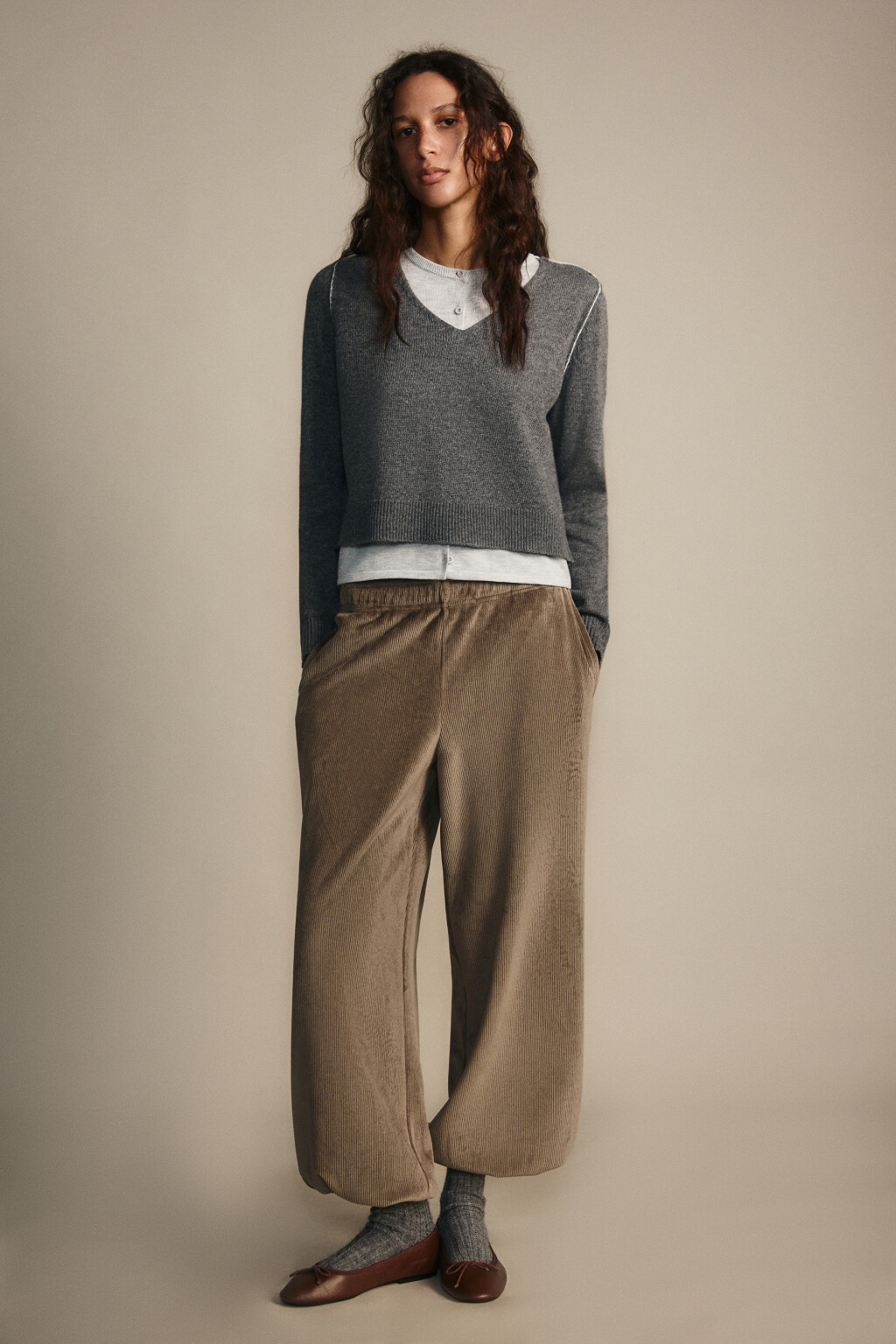 Джемпер вязаный двуслойный с шерстью - цвет серый - 4