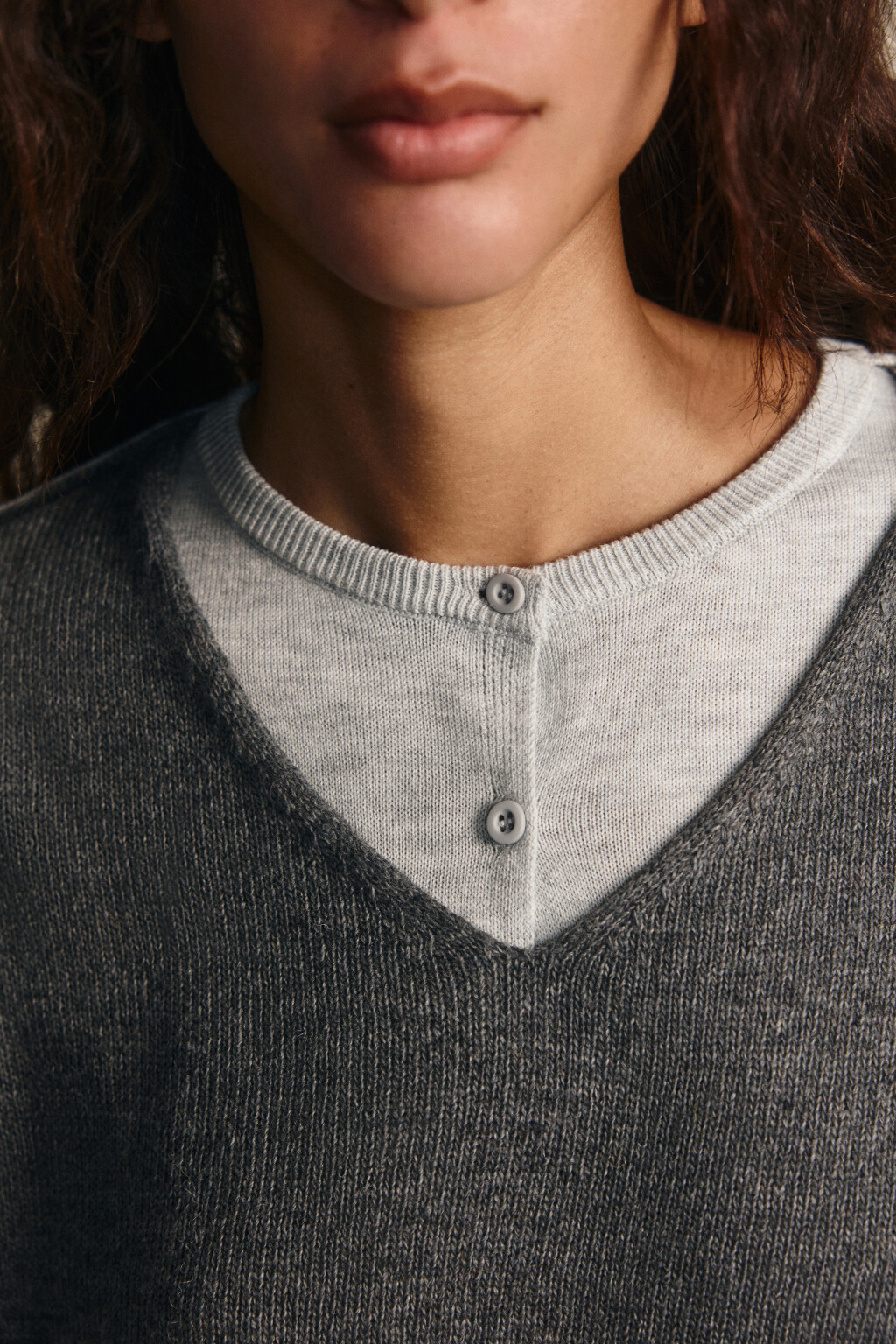 Джемпер вязаный двуслойный с шерстью - цвет серый - 5