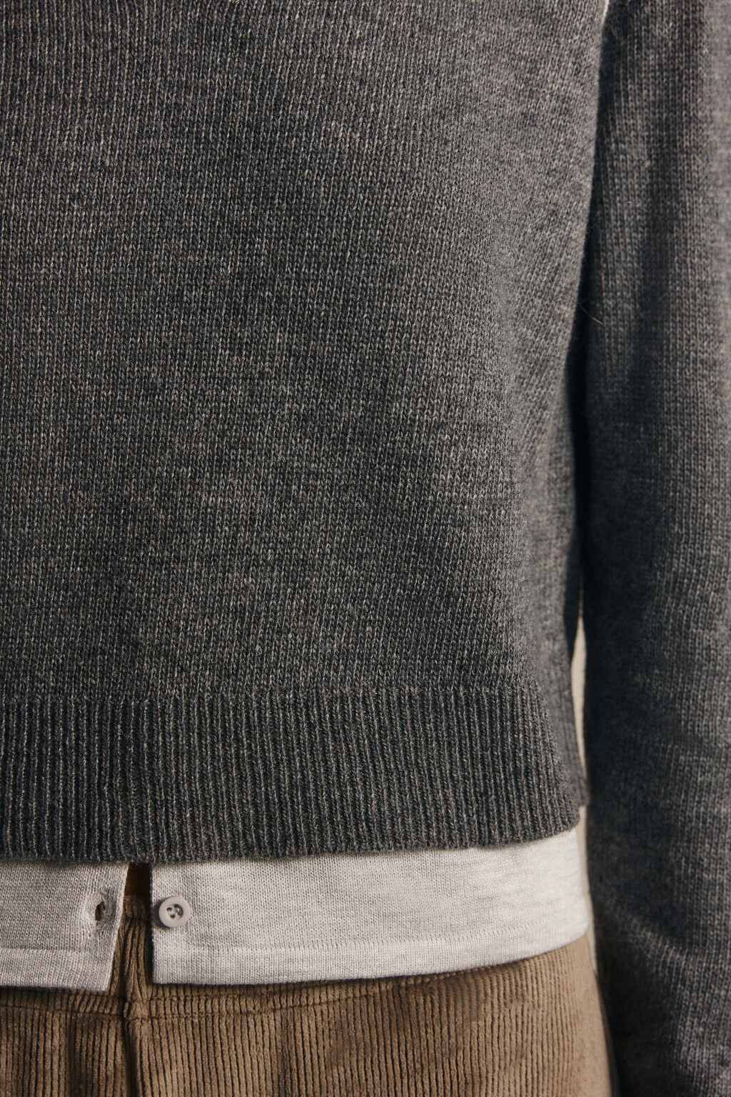 Джемпер вязаный двуслойный с шерстью - цвет серый - 6