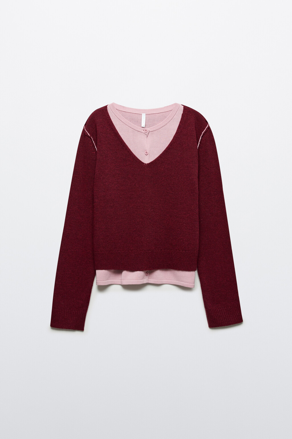 Джемпер вязаный двуслойный с шерстью - цвет бордовый - 7