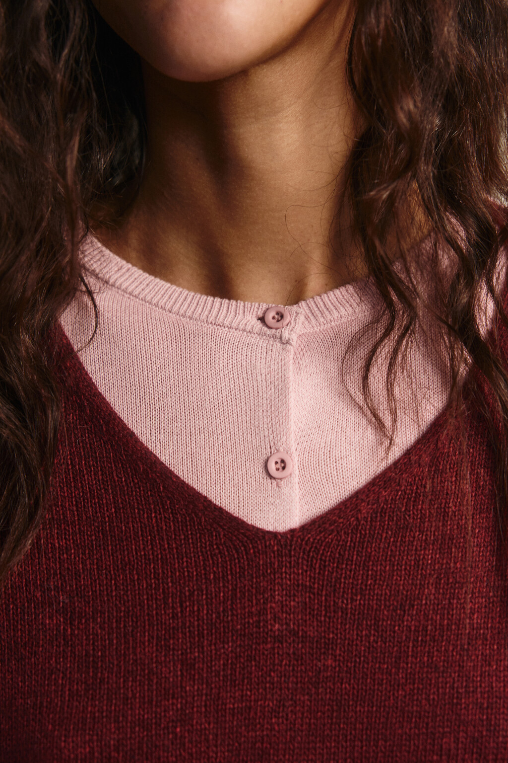 Джемпер вязаный двуслойный с шерстью - цвет бордовый - 5