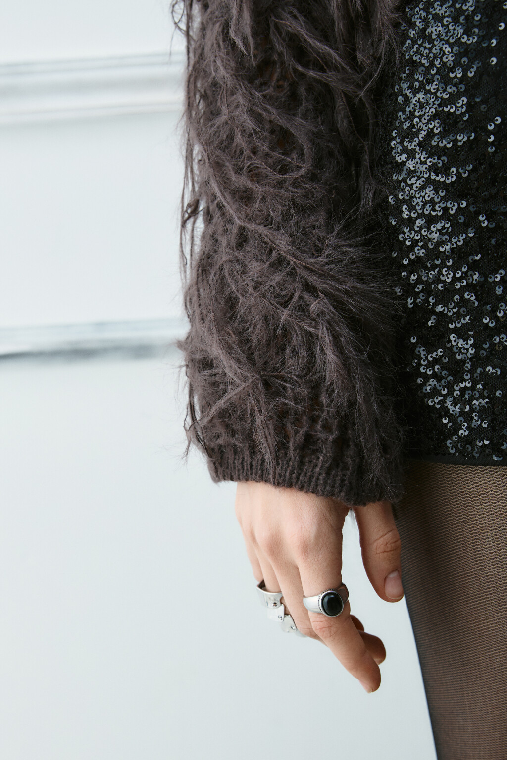 Джемпер вязаный с длинной бахромой - цвет коричневый - 6