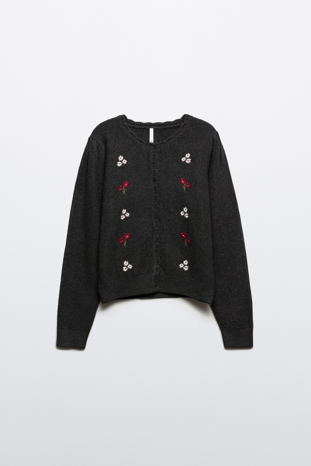 Кардиган на пуговицах с вышивкой - цвет серый - 7