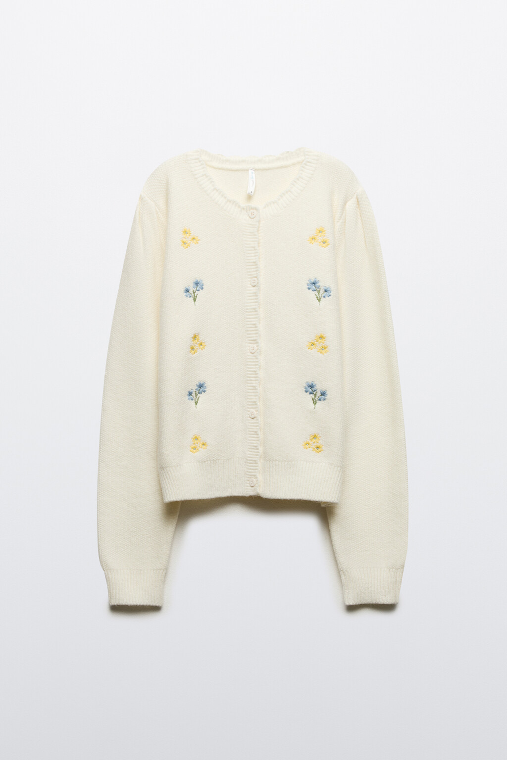 Кардиган на пуговицах с вышивкой - цвет молочный - 7