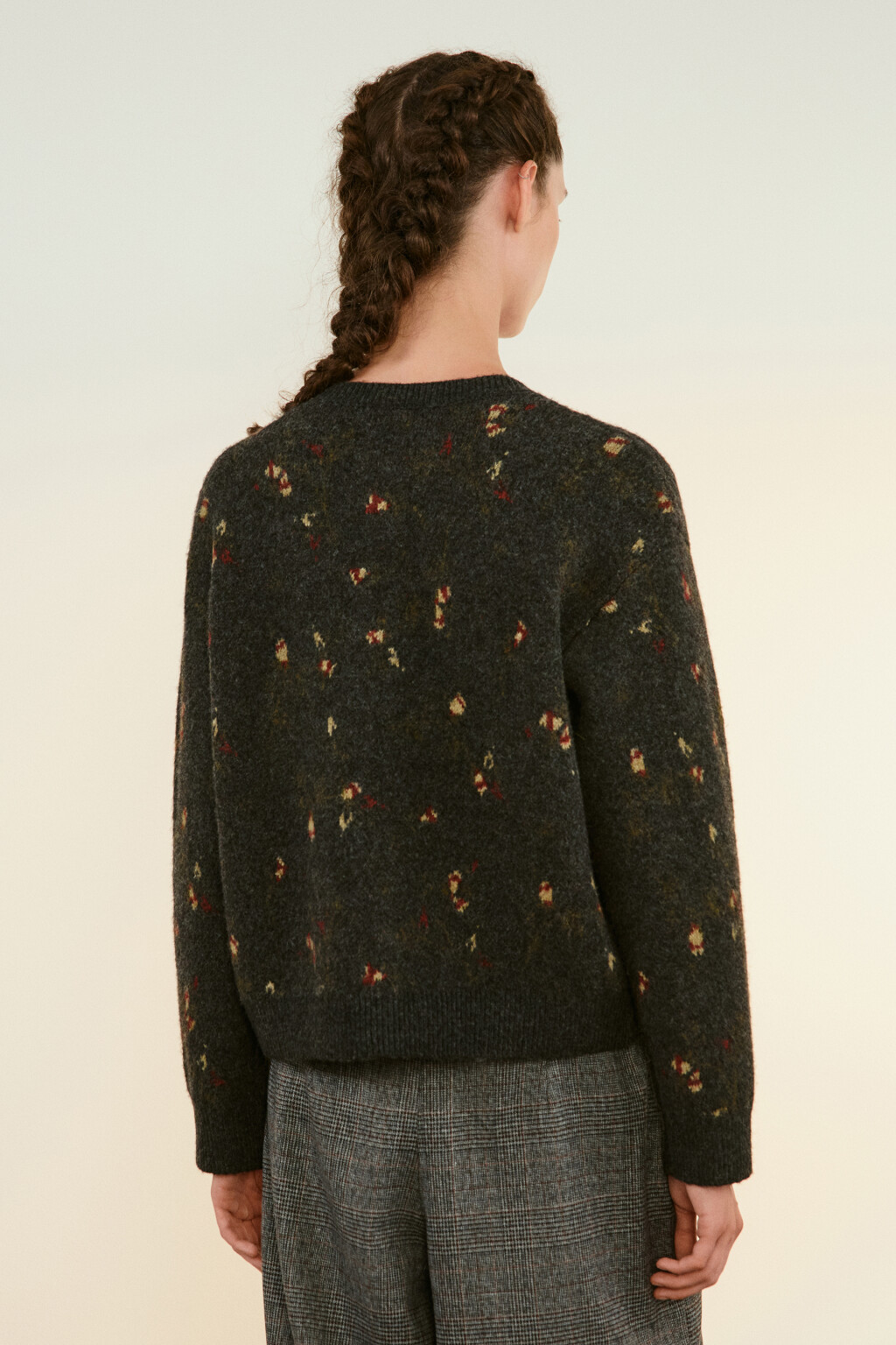 Кардиган на пуговицах с принтом - цвет серый - 3