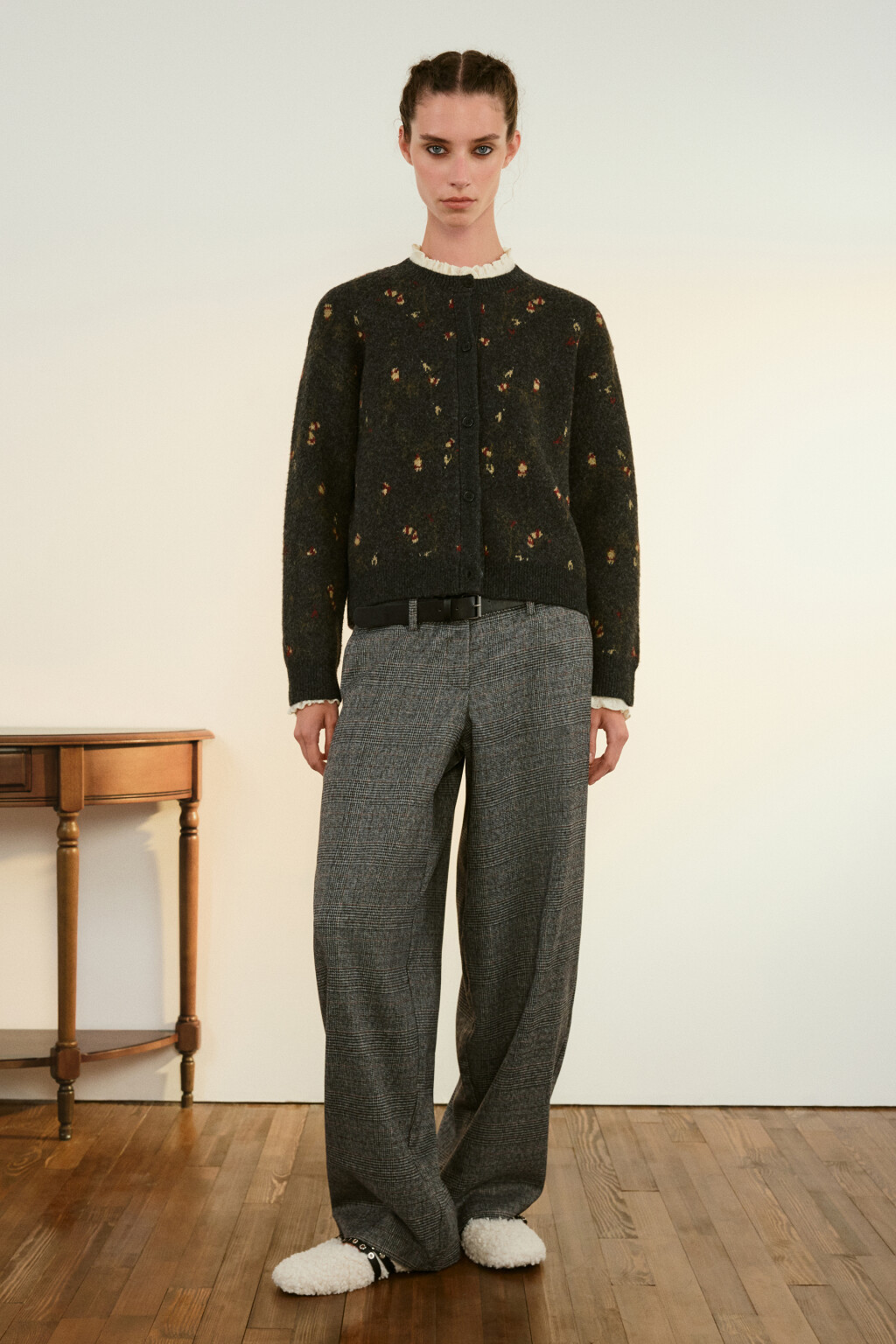 Кардиган на пуговицах с принтом - цвет серый - 4