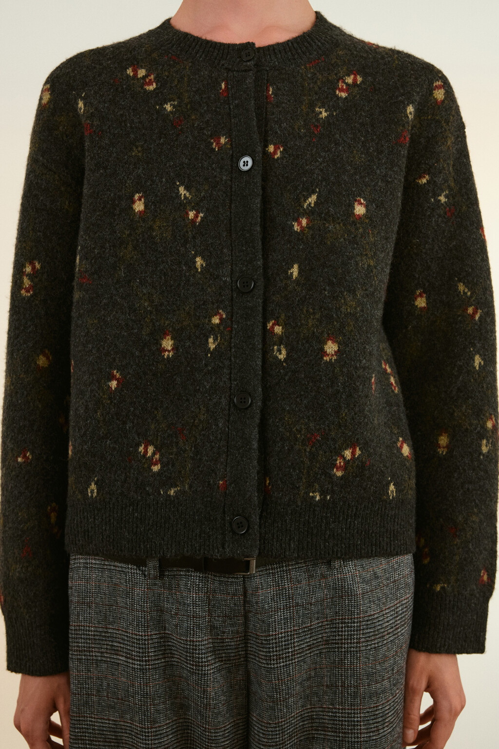 Кардиган на пуговицах с принтом - цвет серый - 5