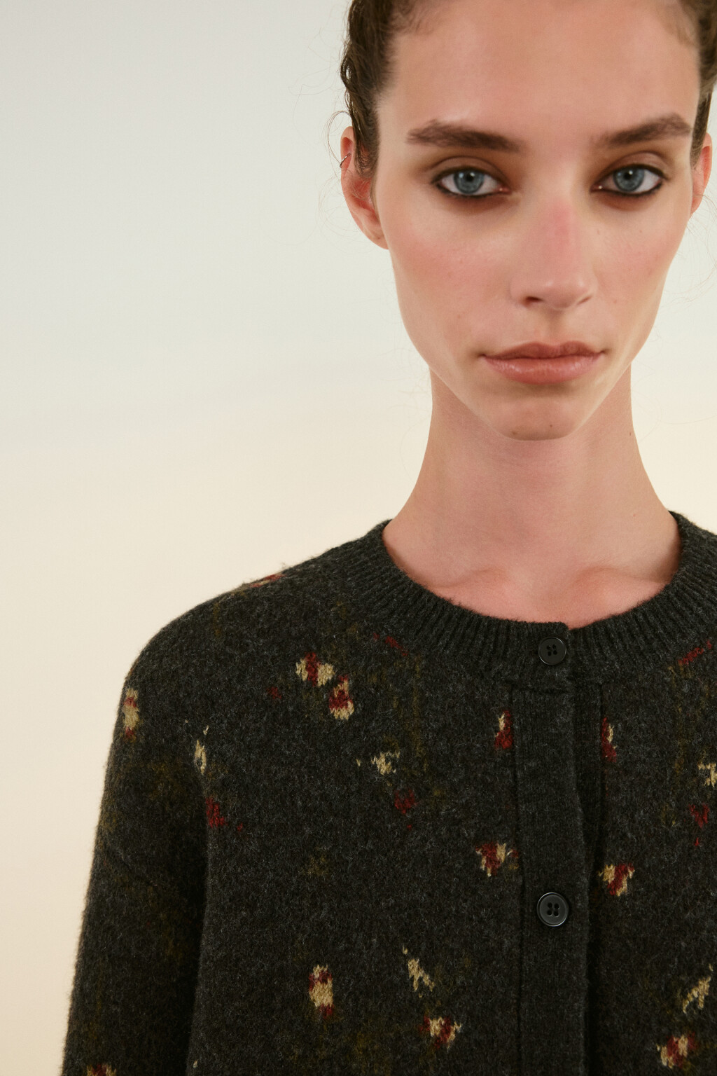 Кардиган на пуговицах с принтом - цвет серый - 6