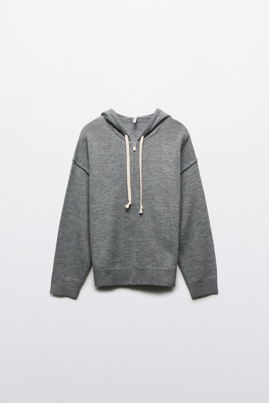 Толстовка на молнии вязаная с капюшоном - цвет серый - 7
