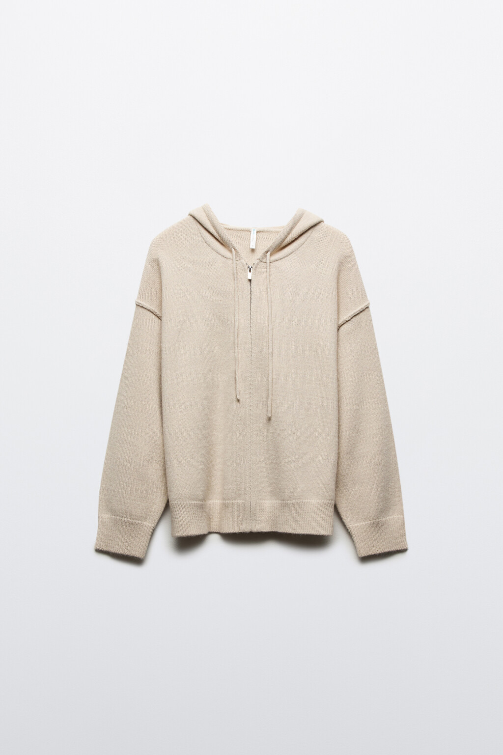 Толстовка на молнии вязаная с капюшоном - цвет бежевый - 8