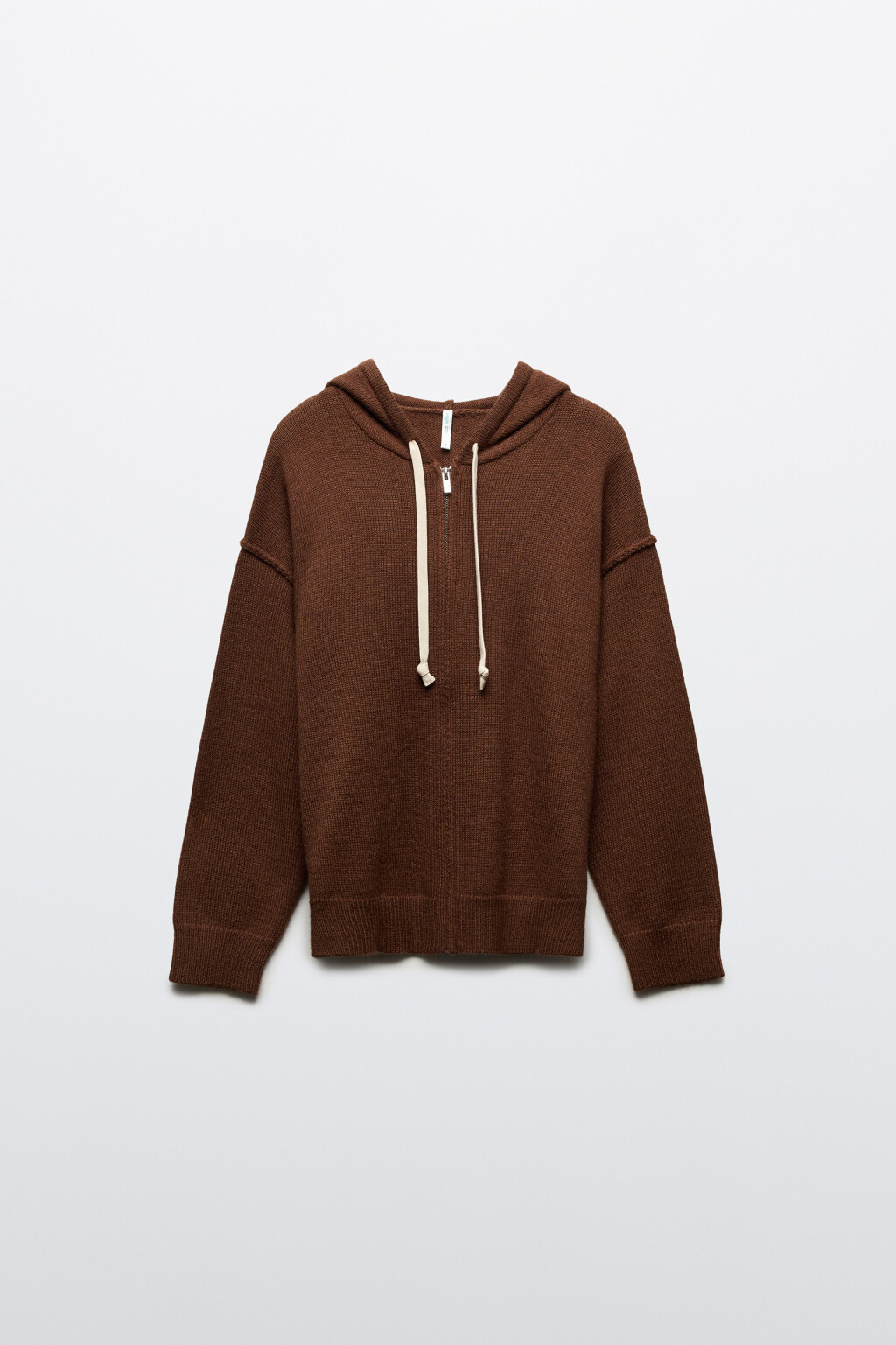 Толстовка на молнии вязаная с капюшоном - цвет коричневый - 8