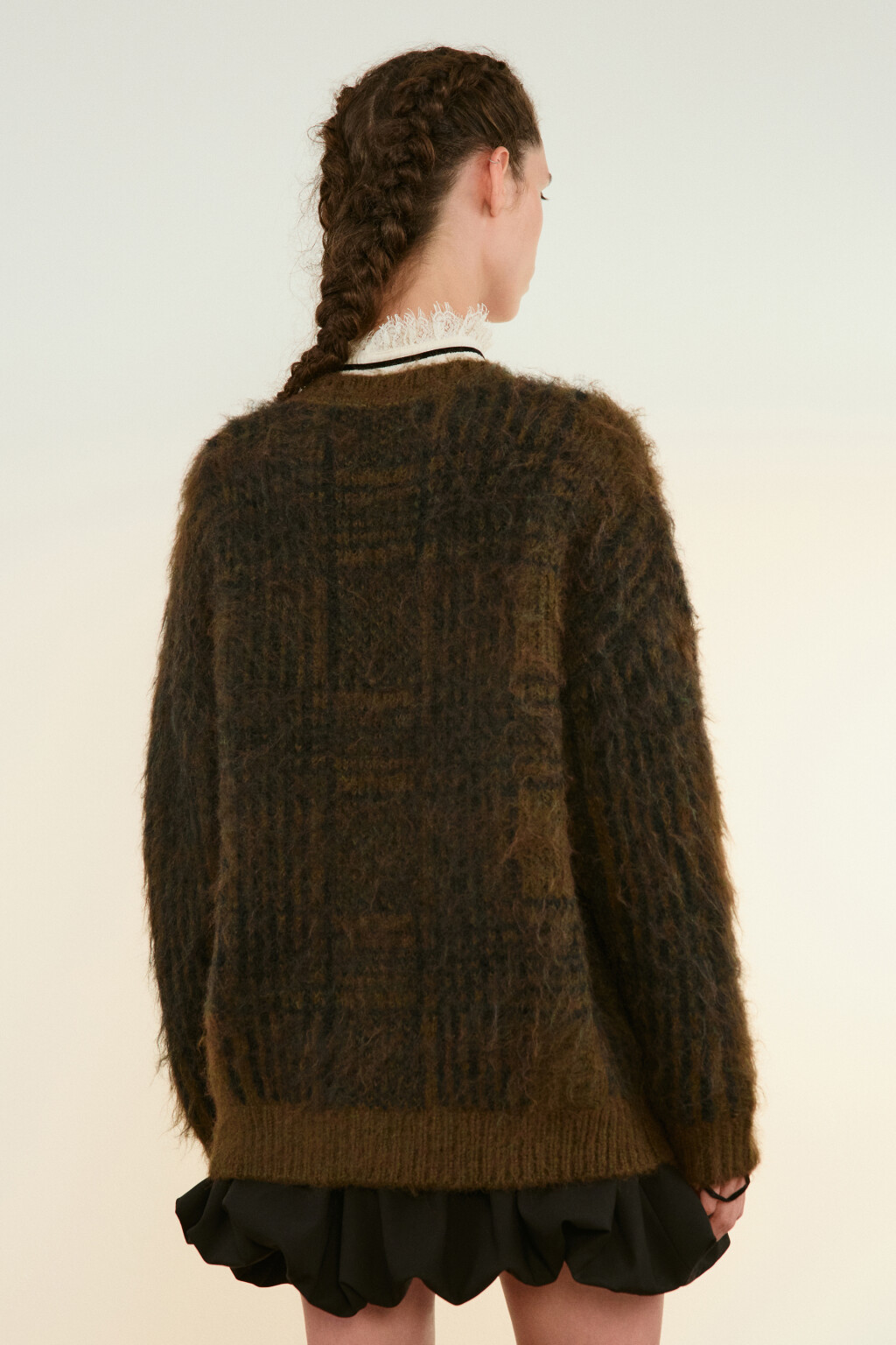 Кардиган удлиненный на пуговицах - цвет коричневый - 3