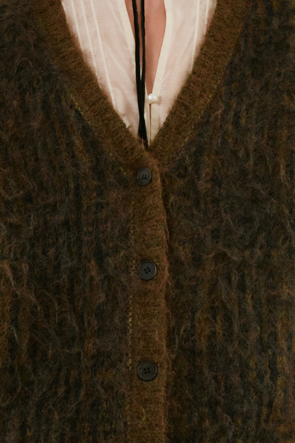 Кардиган удлиненный на пуговицах - цвет коричневый - 5