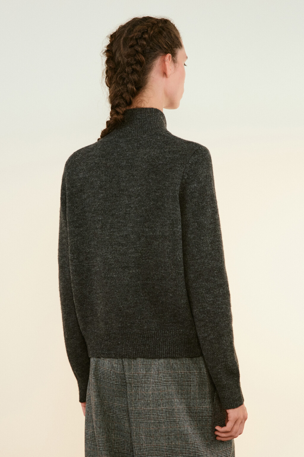 Кардиган на молнии с воротником-стойкой - цвет серый - 3