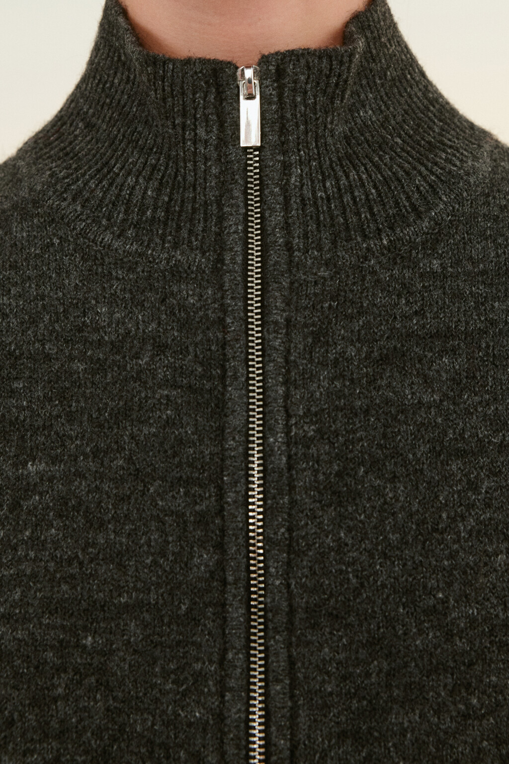 Кардиган на молнии с воротником-стойкой - цвет серый - 6