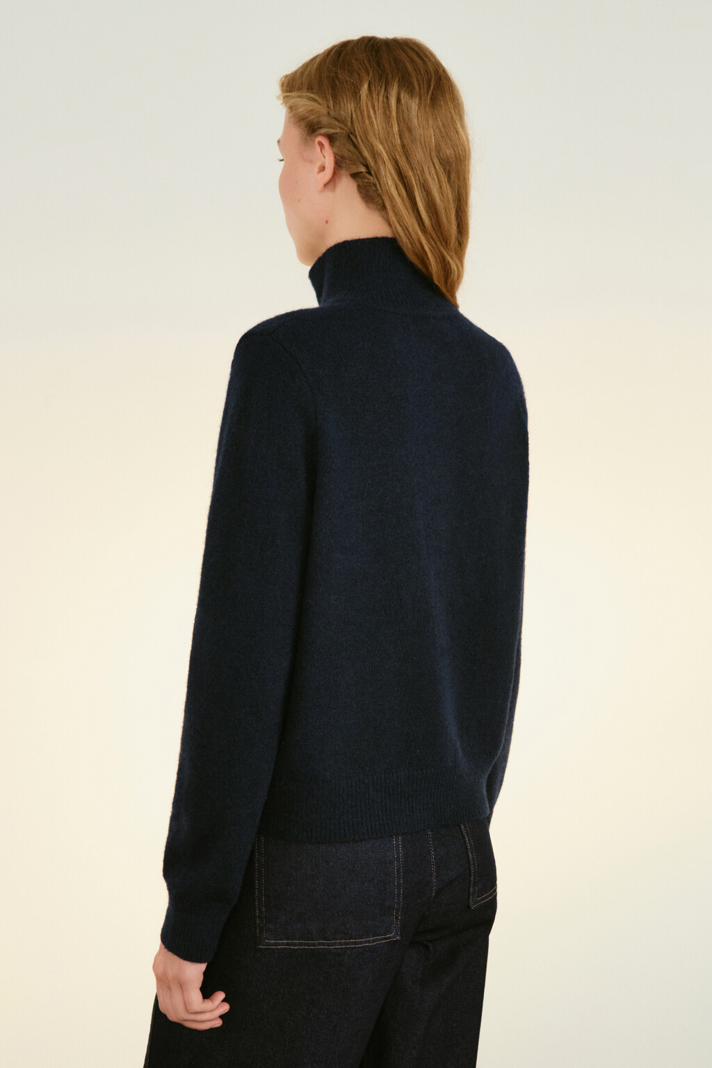 Кардиган на молнии с воротником-стойкой - цвет синий - 3