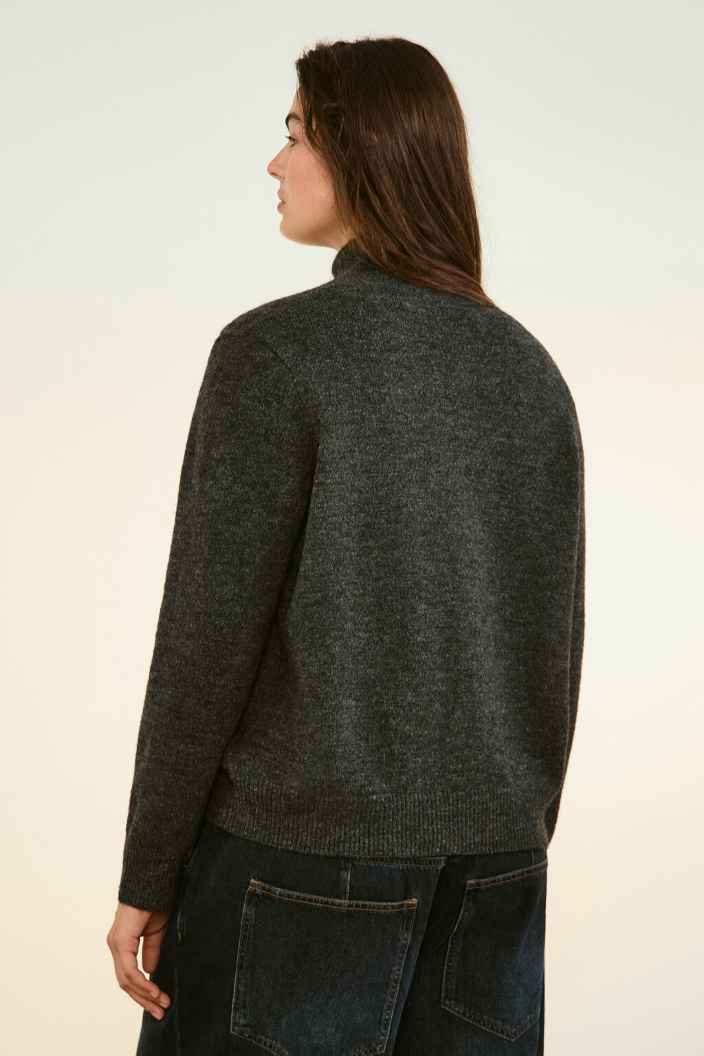 Кардиган на молнии с воротником-стойкой - цвет серый - 3