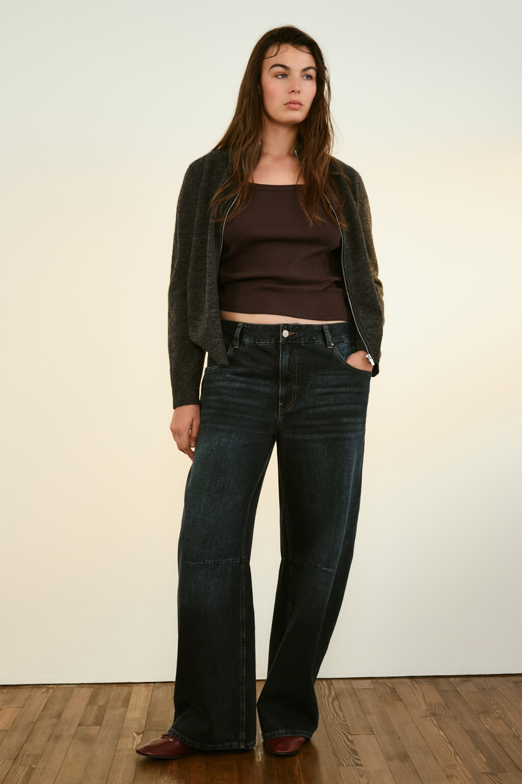 Кардиган на молнии с воротником-стойкой - цвет серый - 4