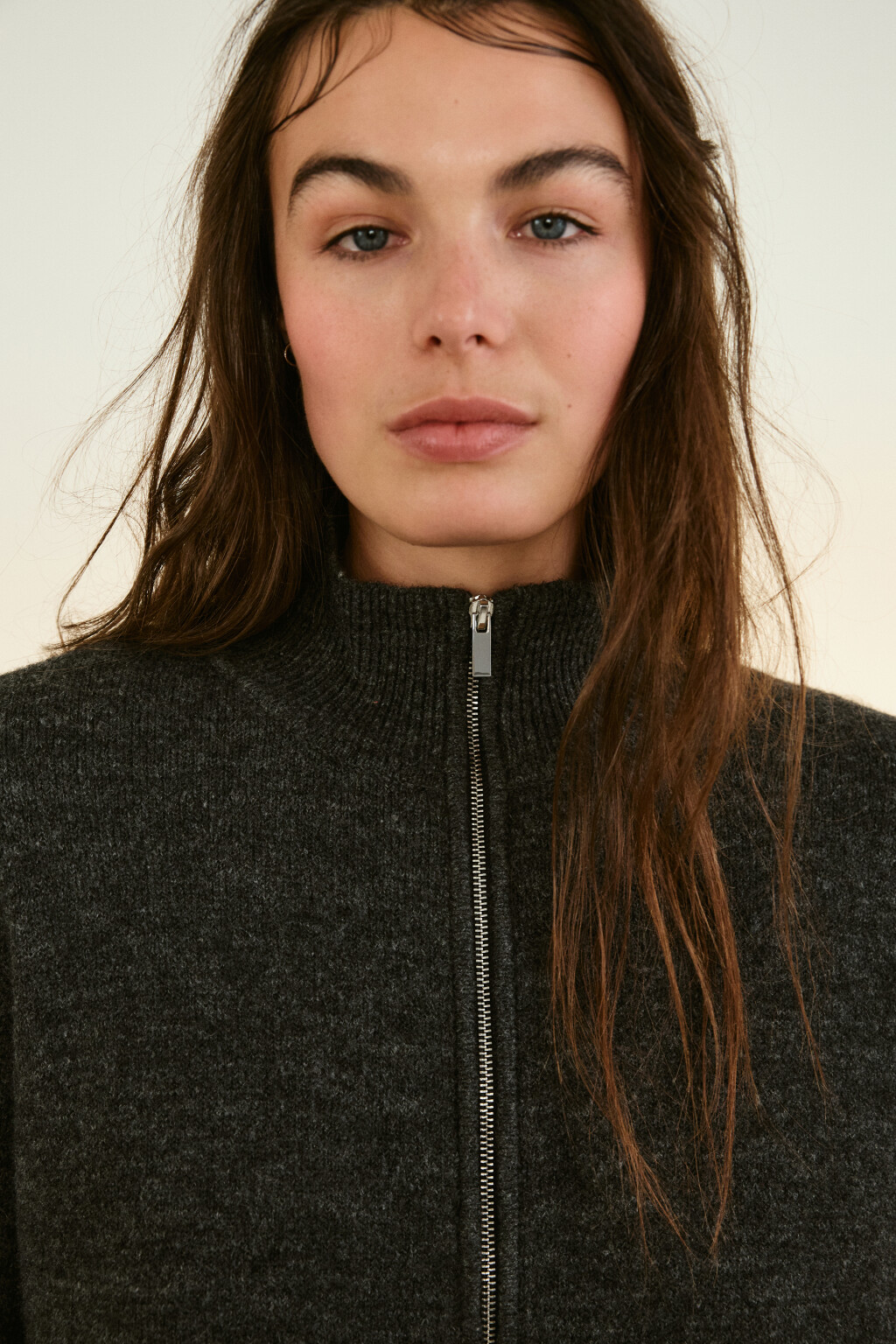 Кардиган на молнии с воротником-стойкой - цвет серый - 5