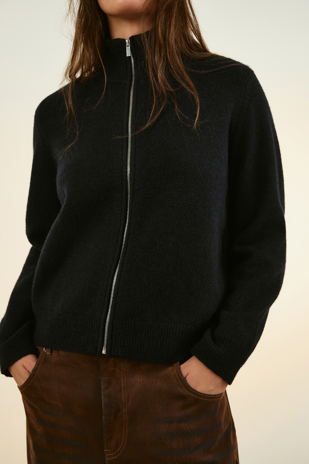 Кардиган на молнии с воротником-стойкой - цвет синий - 6