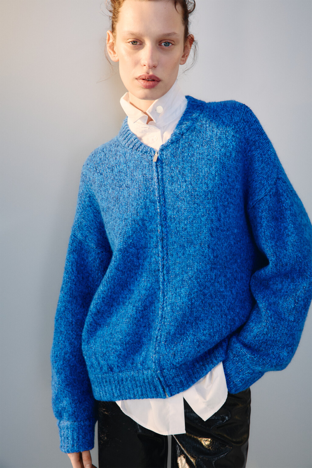 Кардиган-бомбер на молнии - цвет голубой - 1