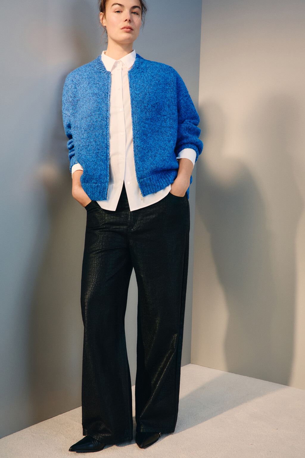 Кардиган-бомбер на молнии - цвет голубой - 1