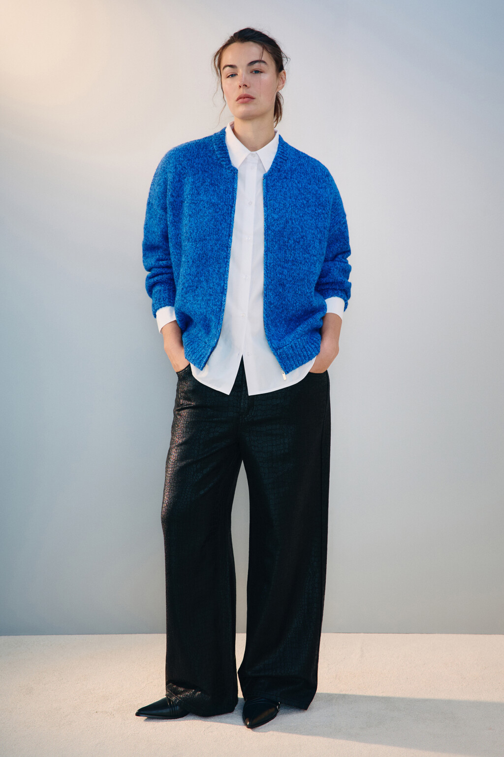 Кардиган-бомбер на молнии - цвет голубой - 5