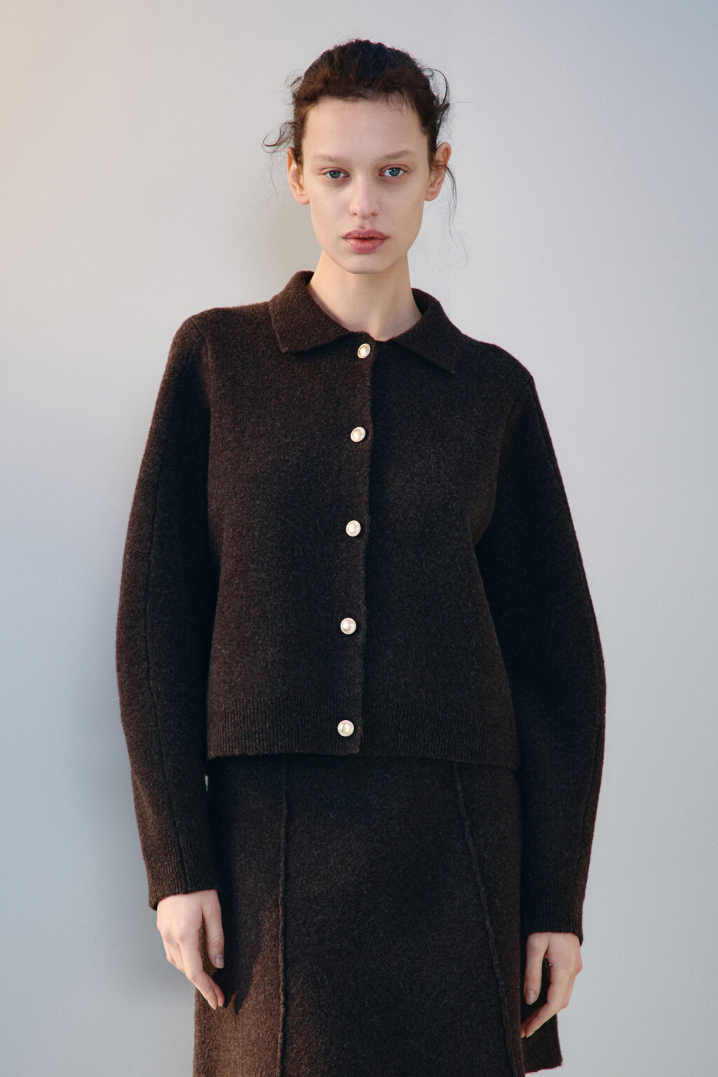 Кардиган с отложным воротником - цвет бежевый - 2