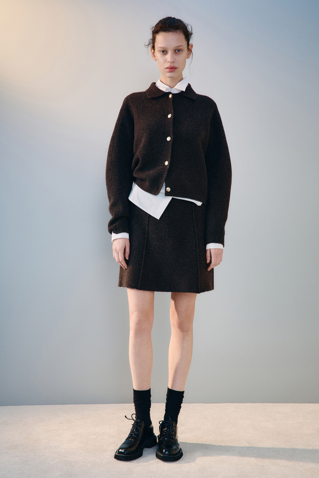 Кардиган с отложным воротником - цвет бежевый - 4