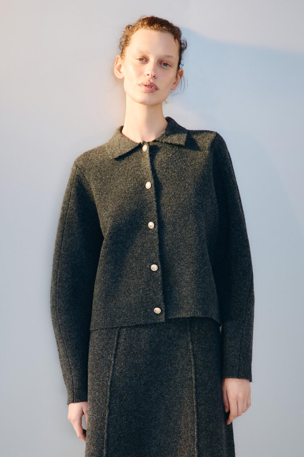 Кардиган с отложным воротником - цвет серый - 2