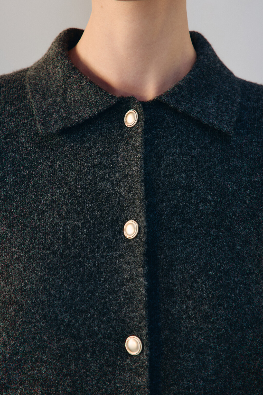 Кардиган с отложным воротником - цвет серый - 5