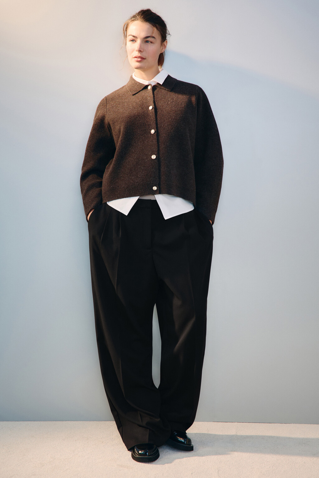 Кардиган с отложным воротником - цвет бежевый - 2